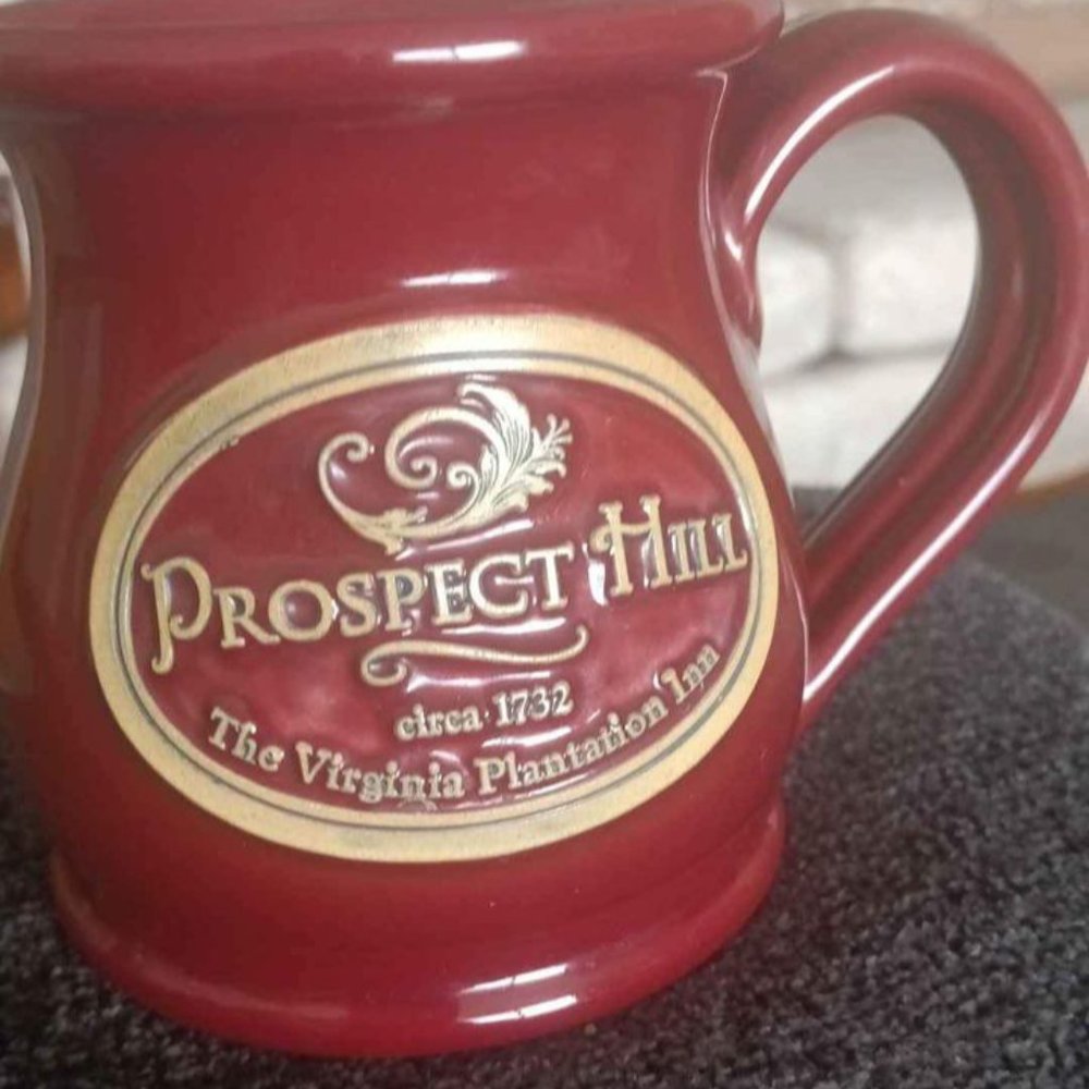 Burgundy Deneen Pottery Coffee Mug, " prospect Hill